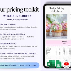 Recipe Cost and Pricing Calculator, Home Baker Business Cake Costing ...