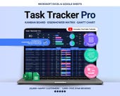 Excel Task Tracker Spreadsheet Task Priority Tracker Google Sheets To Do List Eisenhower Matrix Kanban Board Team Work Task Manager Calendar