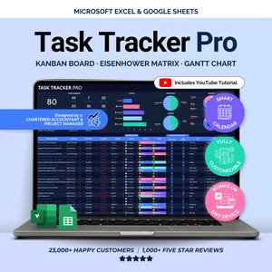 Excel Task Tracker Spreadsheet Task Priority Tracker Google Sheets To Do List Eisenhower Matrix Kanban Board Team Work Task Manager Calendar