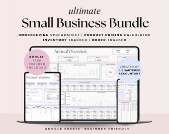 Product Pricing Calculator, Bookkeeping Spreadsheet, Order Tracker, Inventory Tracking Small Business, Profit Template Google Sheets Excel
