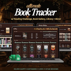 Rastreador de libros, lista de lectura, planificador, libro digital, diario TBR, hojas de cálculo de Google, revista de revisión, biblioteca, Excel, desafío de lectura 2026, regalo para amantes de los libros
