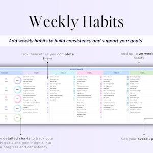 Habit Tracker Daily Weekly Monthly Spreadsheet 2026 Habit Tracking Template Goal Tracker Google Sheets ADHD Printable Habit Planner Excel image 6
