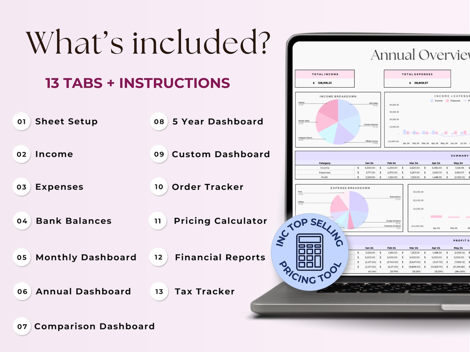 Home Baker Recipe Cost Pricing Calculator Bookkeeping Spreadsheet Excel ...