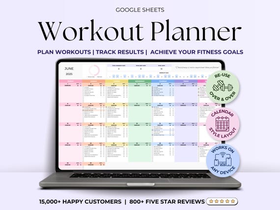 Workout Planner Google Sheets Beginners Exercise Tracker Spreadsheet Weekly Monthly Fitness Schedule Weightlifting Template Home Workout Log