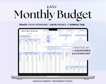 Einfacher 2024 Monatlicher Budgetplaner Tabelle Vorlage, Digitaler Haushaltsplaner Google Sheets Excel, Jährlicher Geld Gehaltscheck Tracker, Gehalt