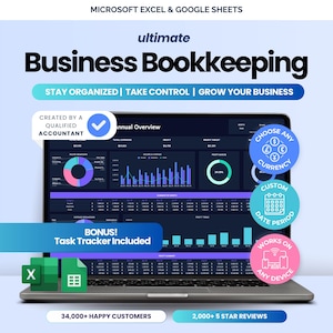 Bookkeeping Spreadsheet Small Business Finance Tracker Excel Easy Income & Expense Template Google Sheets Profit and Loss Accounting Sales