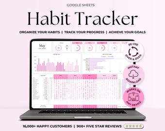 Habit Tracker Daily Weekly Monthly Spreadsheet 2026 Habit Tracking Template Goal Tracker Google Sheets ADHD Printable Habit Planner Routine