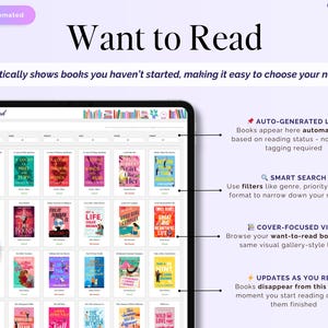 Book Tracker, pianificatore di elenchi di lettura, diario TBR di libri digitali, diario di revisione di Google Sheets, biblioteca Excel 2026, sfida di lettura, regalo per amanti dei libri immagine 8