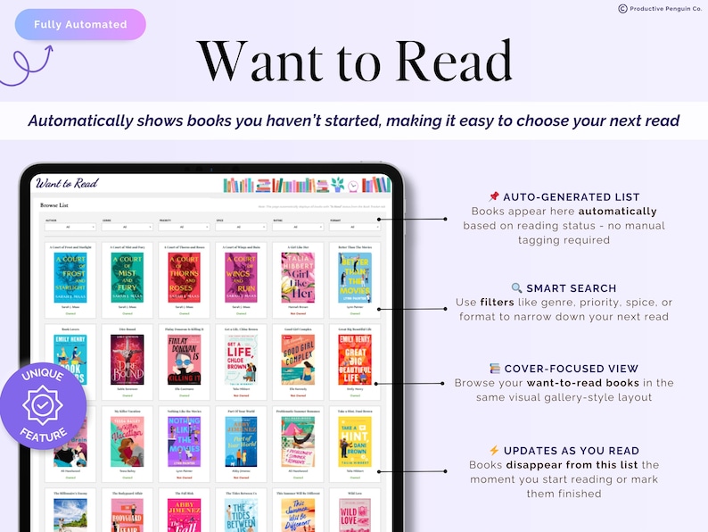 Book Tracker, pianificatore di elenchi di lettura, diario TBR di libri digitali, diario di revisione di Google Sheets, biblioteca Excel 2026, sfida di lettura, regalo per amanti dei libri immagine 8