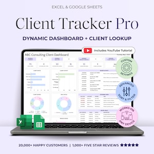 Client Tracker Excel CRM Tracker Spreadsheet Google Sheets Client Manager Template Small Business CRM Sales Dashboard Invoice Lead Tracker
