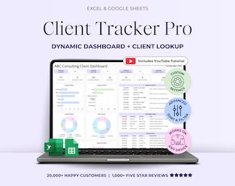 Client Tracker Excel CRM Tracker Spreadsheet Google Sheets Client Manager Template Small Business CRM Sales Dashboard Invoice Lead Tracker