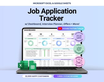 Hoja de cálculo de seguimiento de solicitudes de empleo Seguimiento de búsqueda de empleo Seguimiento de entrevistas Seguimiento de ofertas de trabajo Plantilla de planificador de carrera Hojas de cálculo de Google Excel