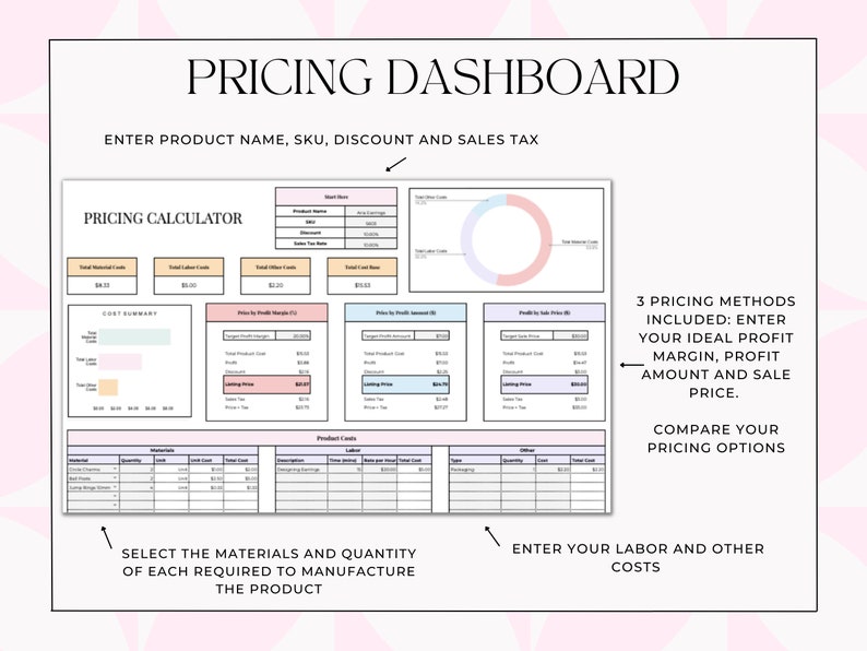 Easy Product Pricing Calculator Template for Small Business Etsy Easy Product Pricing Calculator Template for Small Business Etsy