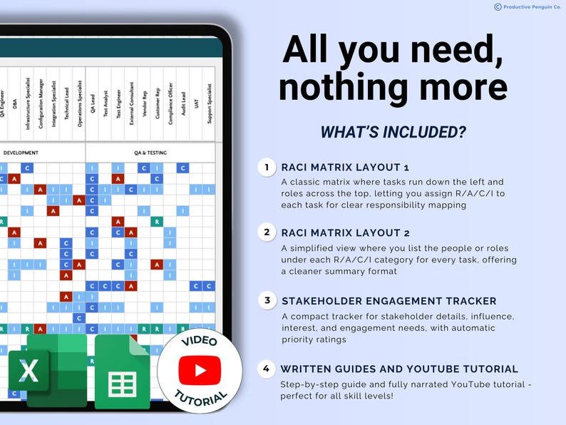 RACI Matrix Template Excel Project Management Roles and ...