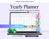 Yearly Planner Undated Annual Calendar Monthly Event Tracker 2026 Google Sheets Year at a Glance Spreadsheet Excel 12 Month Digital Planner