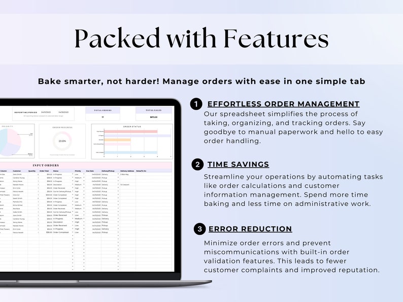 Order Tracker Spreadsheet, Home Baker Business Order Log Template
