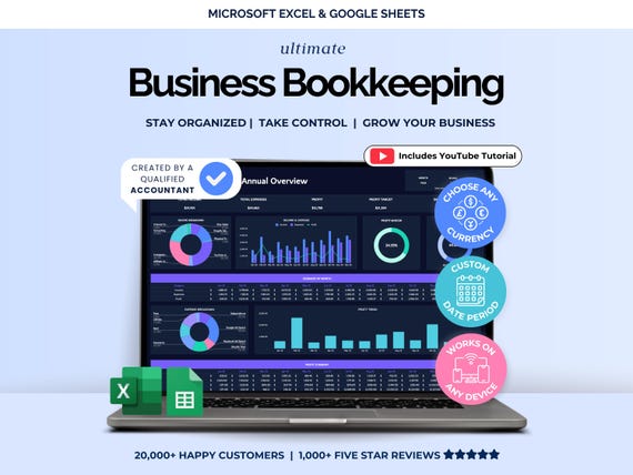 Bookkeeping Spreadsheet Small Business Finance Tracker Excel Easy Income & Expense Template Google Sheets Profit and Loss Accounting Sales