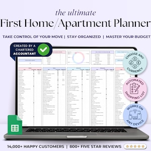First Apartment Home Checklist Google Sheets New Apartment Planner Moving Checklist Moving Planner Template Shopping List Address Utilities