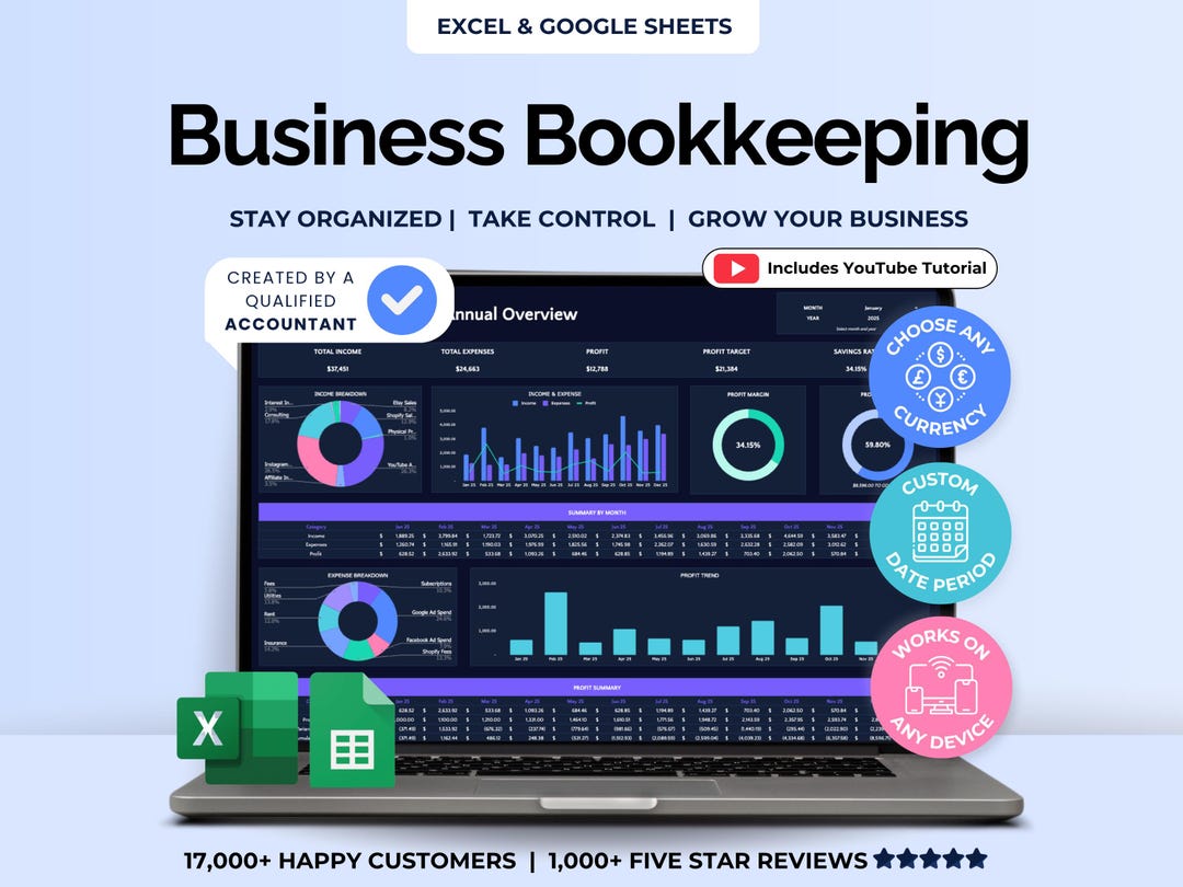 Bookkeeping Spreadsheet Small Business Finance Tracker Excel Easy ...