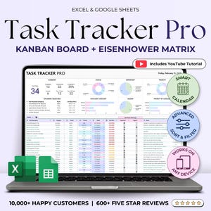 Task Tracker Excel Spreadsheet Task Priority Tracker Google Sheets To Do List Eisenhower Matrix Kanban Board Team Task Manager Calendar
