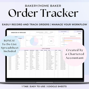 Order Tracker Spreadsheet, Home Baker Business Order Log Template ...
