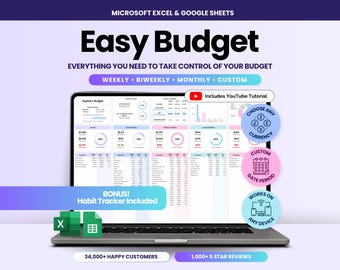 Presupuesto mensual en Excel, presupuesto fácil por nómina, Google Sheets, planificador de presupuesto quincenal, registro de gastos, presupuesto personal digital