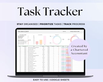 Taaktracker-spreadsheetsjabloon, Taakbeheer Google Spreadsheets, Takenlijst Productiviteitsorganisator, Tijdplanner, Dagelijks Wekelijks Maandplan