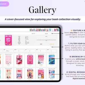Book Tracker, pianificatore di elenchi di lettura, diario TBR di libri digitali, diario di revisione di Google Sheets, biblioteca Excel 2026, sfida di lettura, regalo per amanti dei libri immagine 6