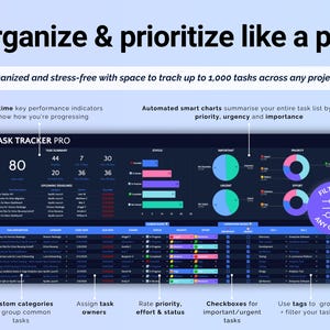 Excel Task Tracker Spreadsheet Task Priority Tracker Google Sheets To Do List Eisenhower Matrix Kanban Board Team Work Task Manager Calendar image 5