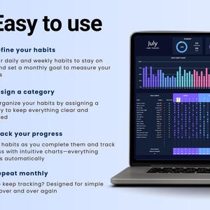 Habit Tracker Spreadsheet Daily Weekly Monthly Habit Tracking Template Goal Tracker Google Sheets ADHD Printable Habit Planner Excel image 3