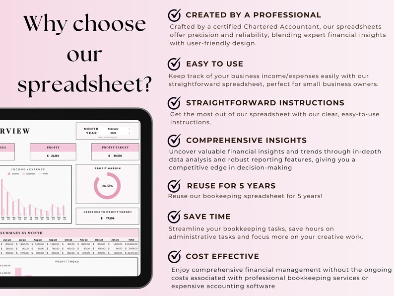 Easy Bookkeeping Spreadsheet Template for Beauty Business, Google Sheets Expense Tracker