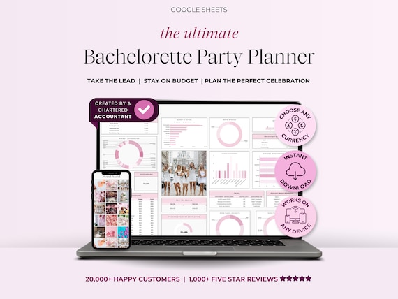 Bachelorette Party Planning Spreadsheet Maid of Honor Planner Google Sheets Bridal Shower Planner Template Hens Party Budget Tracker