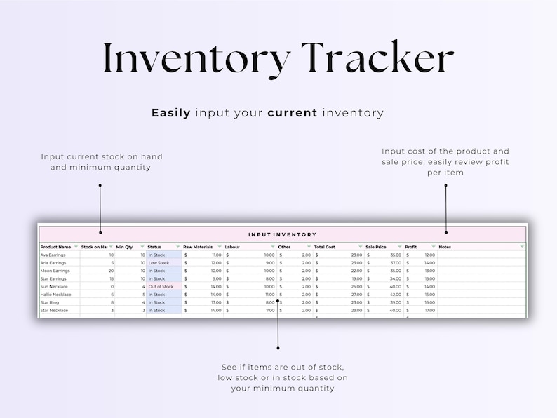 Inventory Order Tracker Spreadsheet, Product Tracking Template for ...