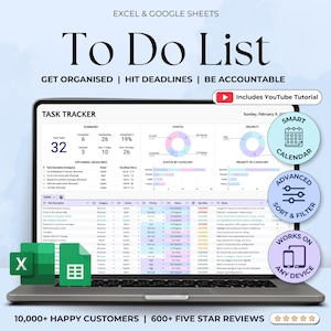 Arkusz kalkulacyjny listy zadań do wykonania w programie Excel Śledzenie zadań w Arkuszach Google Lista kontrolna zadań do wykonania Miesięczny kalendarz Śledzenie priorytetów zadań Szablon tygodniowego menedżera zespołu