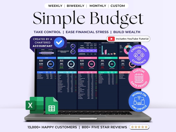 Excel Budget Planner 2026 Budget Spreadsheet Google Sheets Paycheck Budget Tracker Monthly Weekly Budget Template Biweekly Salary Budget