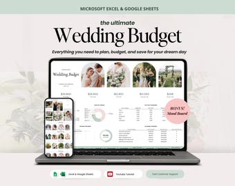 Wedding Budget Planner Spreadsheet, Wedding Expense Tracker Excel, Vendor Organizer, Savings and Payment Log Google Sheets Template