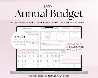 Easy 2024 Monthly Budget Planner Spreadsheet Template, Digital Financial Planner Google Sheets Excel, Annual Money Paycheck Tracker, Salary