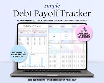 Debt Tracker Spreadsheet Debt Snowball Debt Avalanche Calculator Google Sheets Debt Payment Planner Credit Card Payoff Loan Interest Tracker