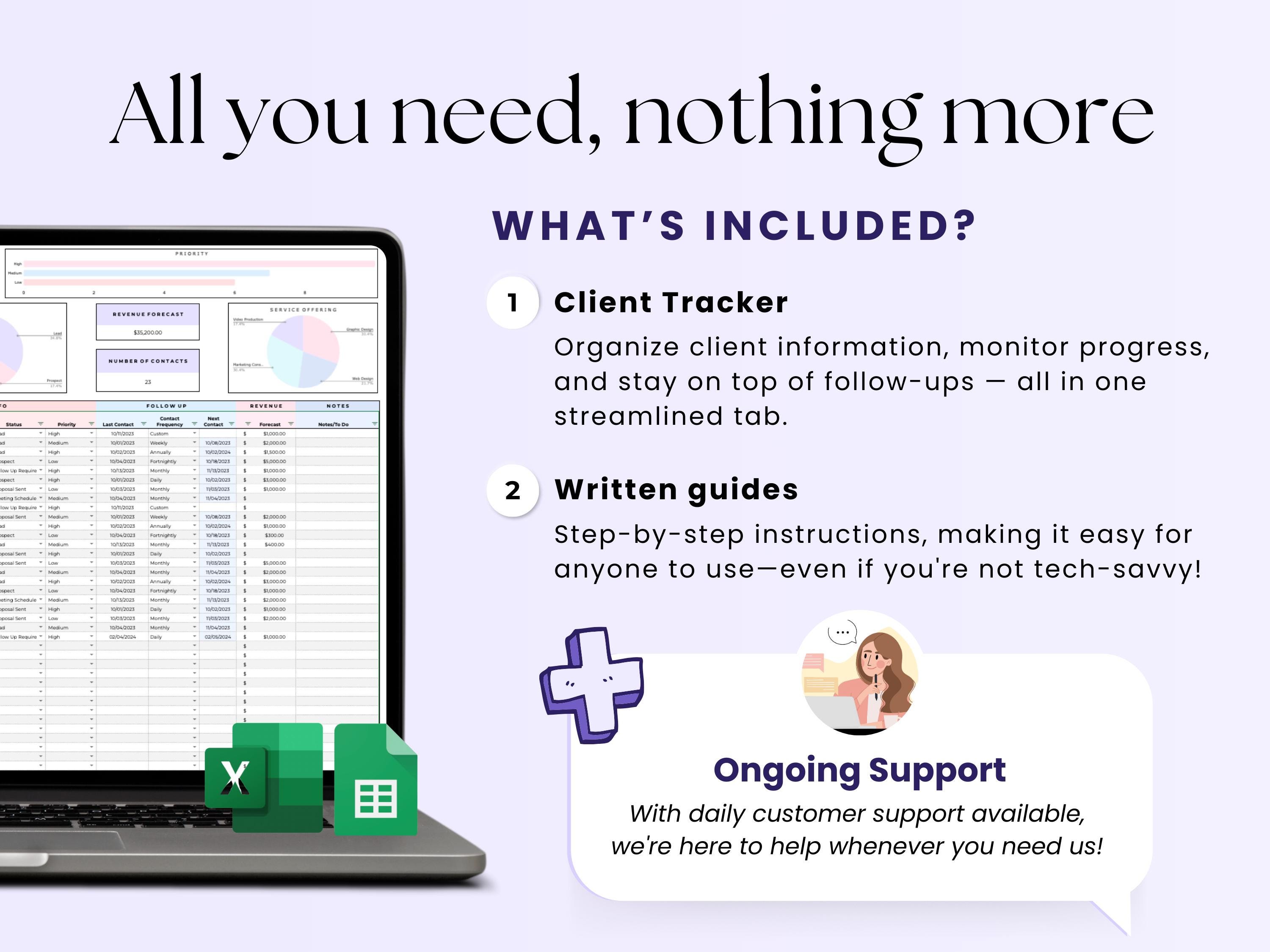 Client Tracker Spreadsheet, Customer Management Tool Google Sheets ...