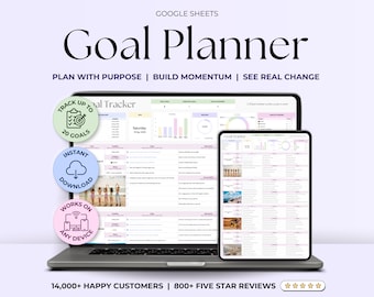 Goal Planner Spreadsheet Google Sheets Goal Tracker Template 2025 New Years Resolutions Yearly Digital Goal Tracking Template Vision Board