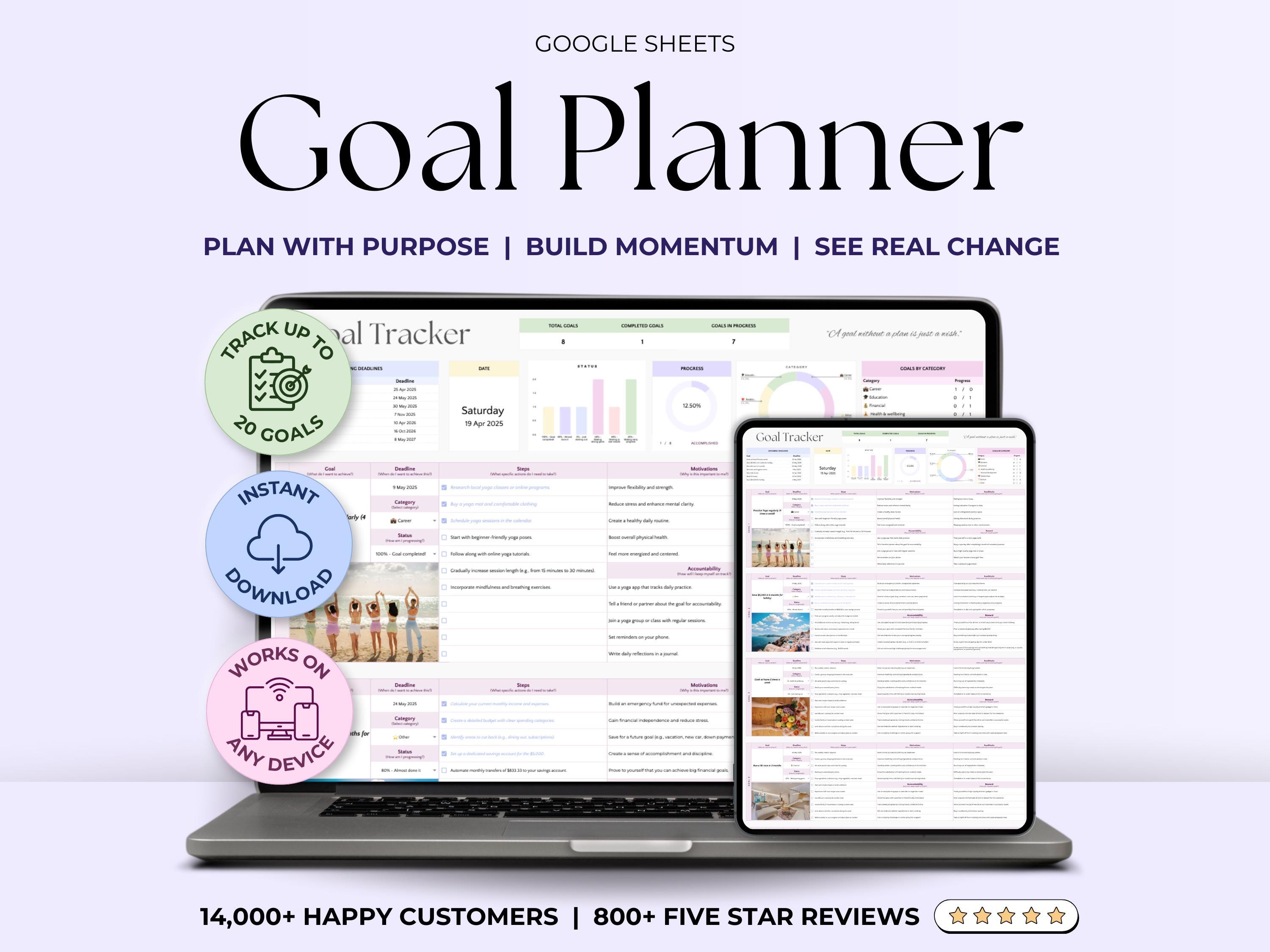 Goal Planner Spreadsheet Google Sheets Goal Tracker Template 2026 New ...