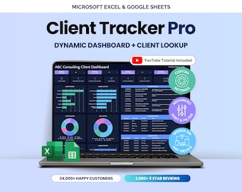 Client Tracker Spreadsheet Excel CRM Google Sheets Template Client Manager Template Small Business CRM Sales Dashboard Invoice Lead Tracker