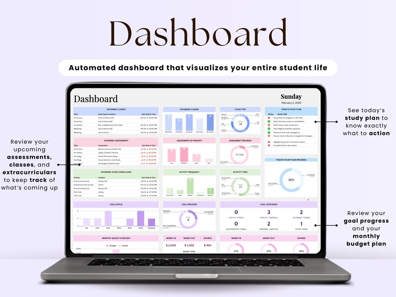 Academic Spreadsheet In Student Planner Spreadsheet 2026 Academic College Assignment Tracker ...