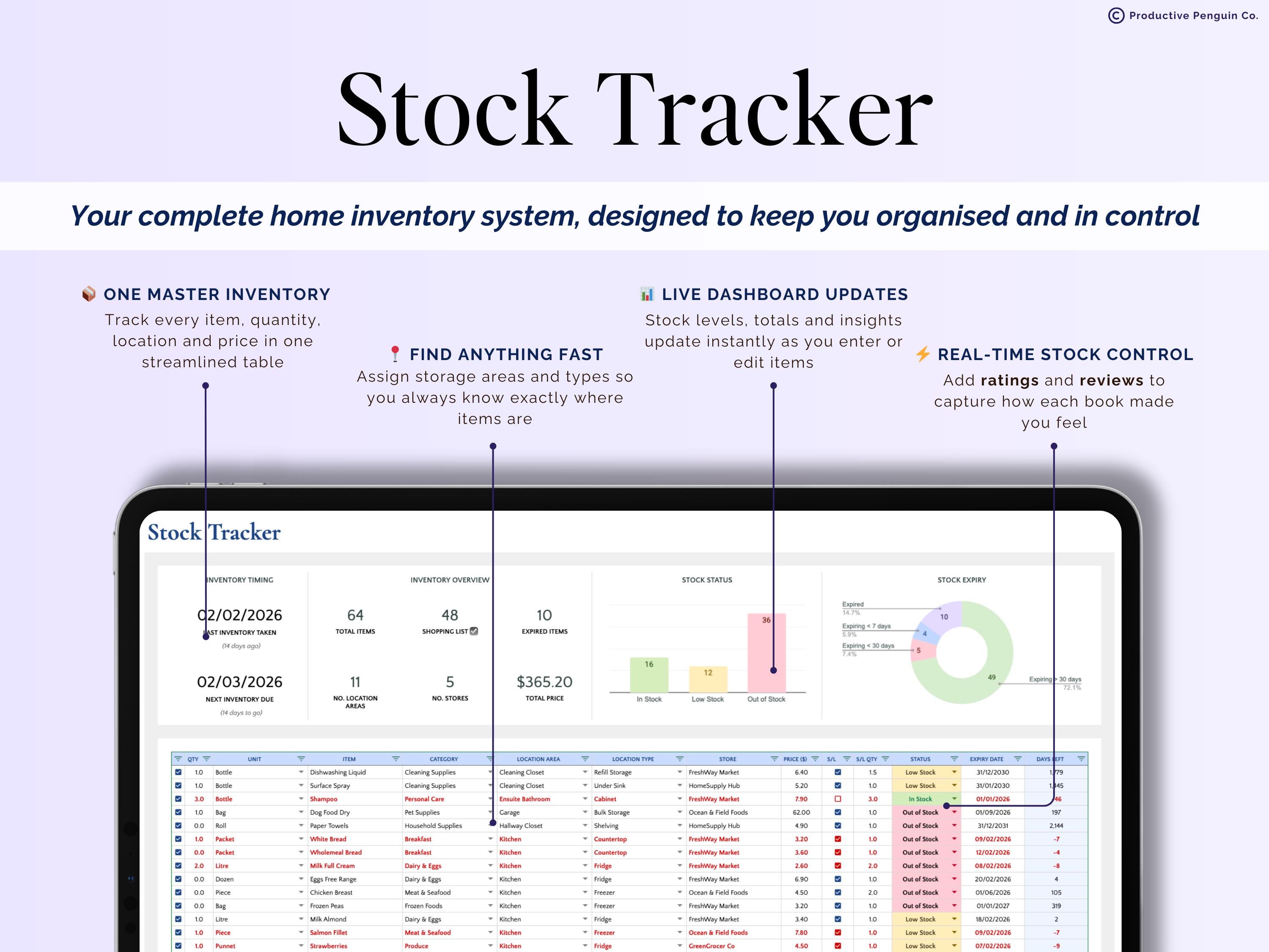 Pantry Inventory Tracker Spreadsheet Food Storage Freezer and Fridge ...