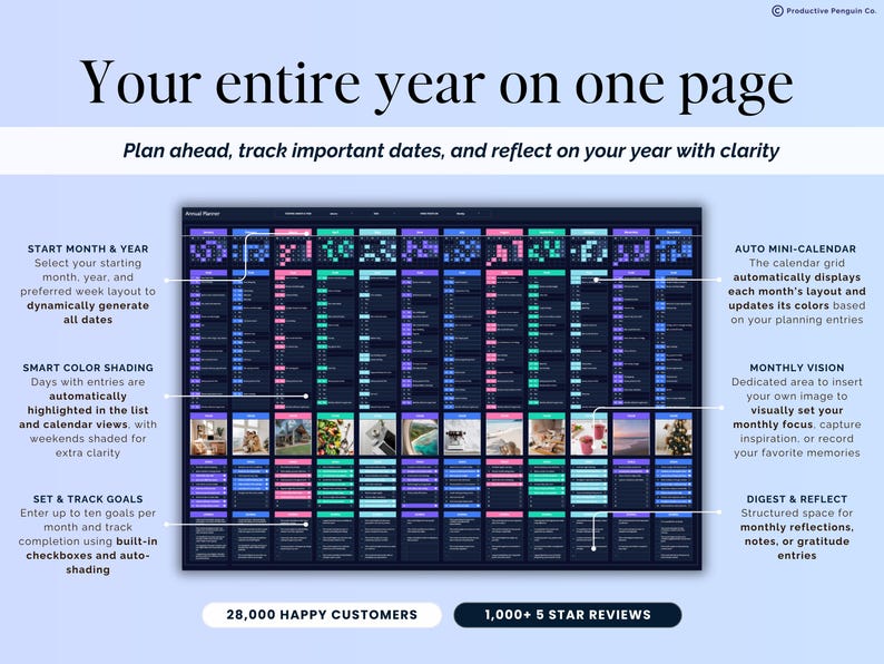 Yearly Planner Undated Annual Calendar Monthly Event Tracker 2026 ...