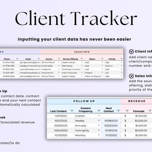 Client Tracker Spreadsheet, Customer Management Tool Google Sheets ...