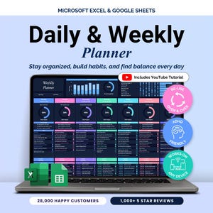 Weekly Planner Daily Task Tracker Spreadsheet Routine To Do List Template Habit Tracker Productivity Plan Goal Planner Google Sheets