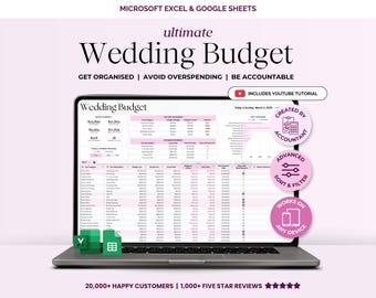 Wedding Budget Tracker Google Sheets Wedding Expense Planner Excel Digital Wedding Template Spreadsheet Wedding Cost Checklist Easy Budget