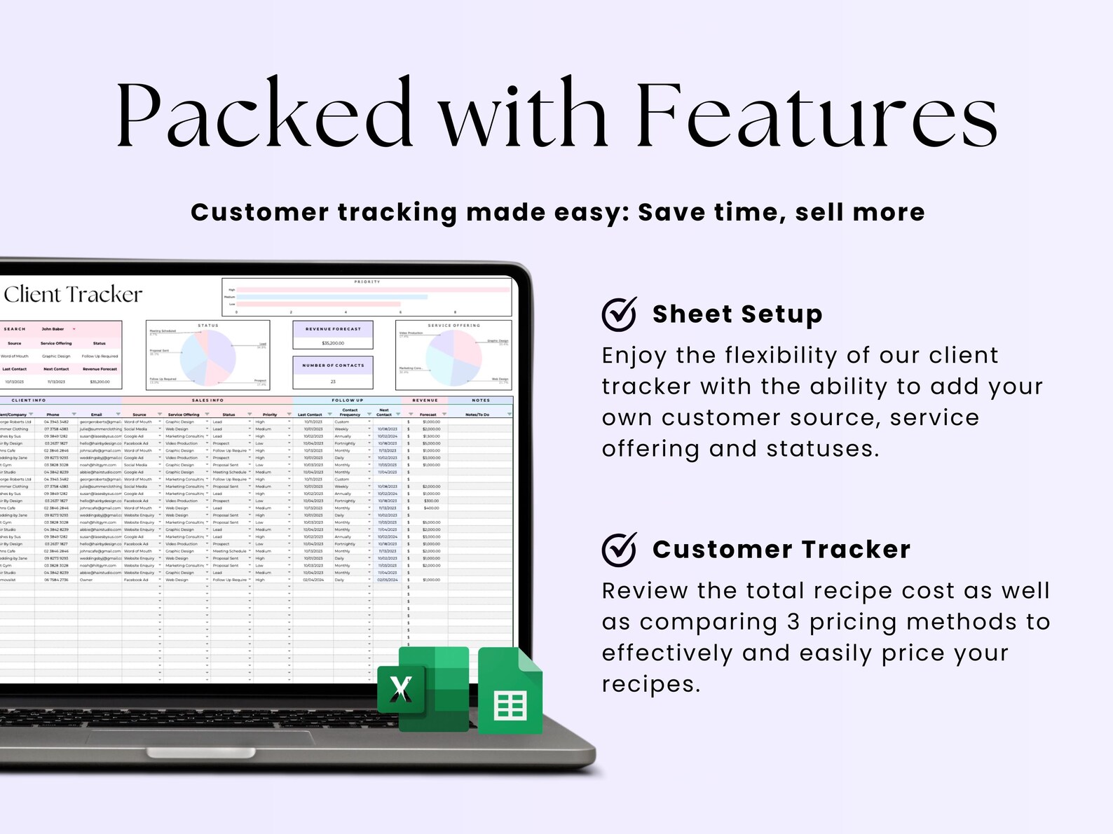 Client Tracker Spreadsheet, Customer Management Tool Google Sheets ...