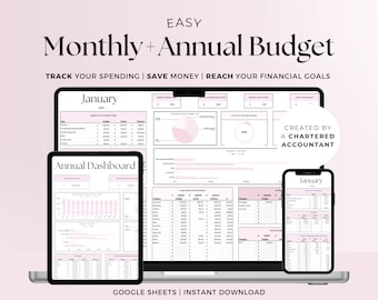 2024 Annual & Monthly Budget Planner Spreadsheet Template, Digital Financial Planner Google Sheets Excel, Annual Money Paycheck Tracker